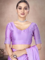 Lavender Satin Chiffon Saree